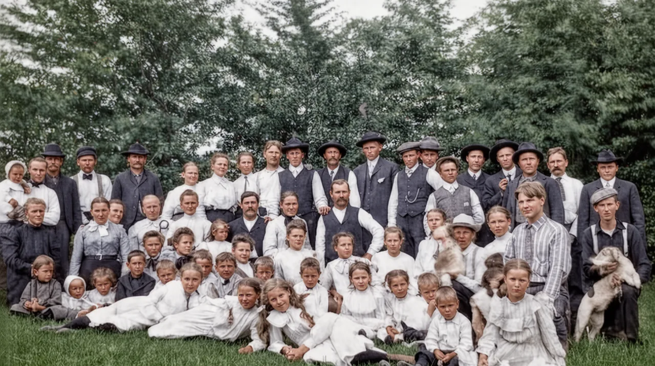 After — Every face in an old class photo, clear enough to recognize again.