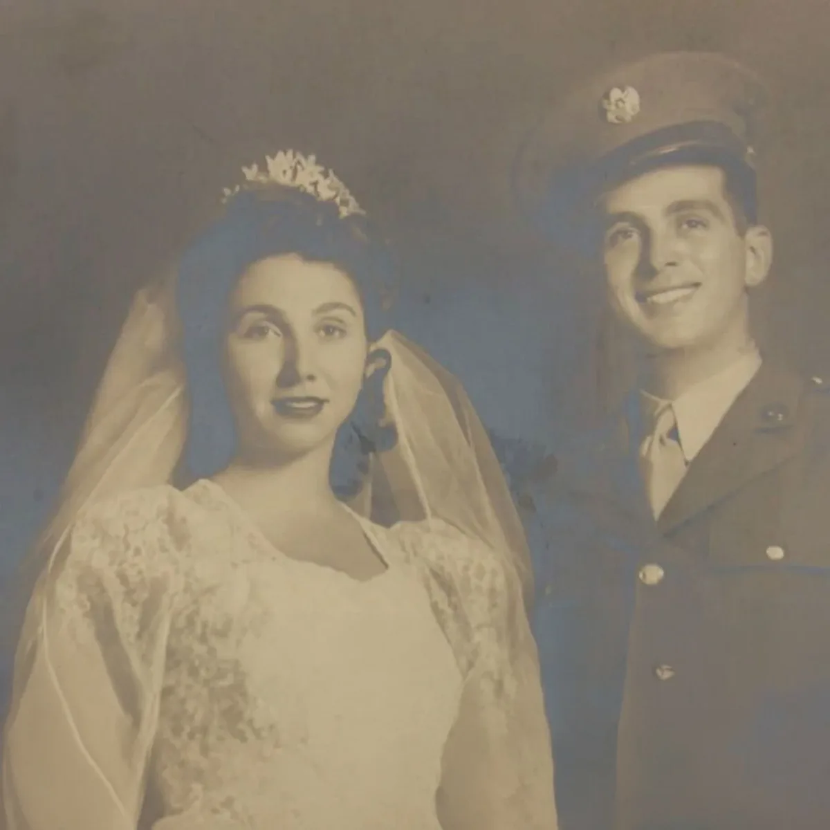 Before — A wedding day from another era, glowing again in full color.